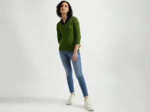 Green V-Neck Sweater