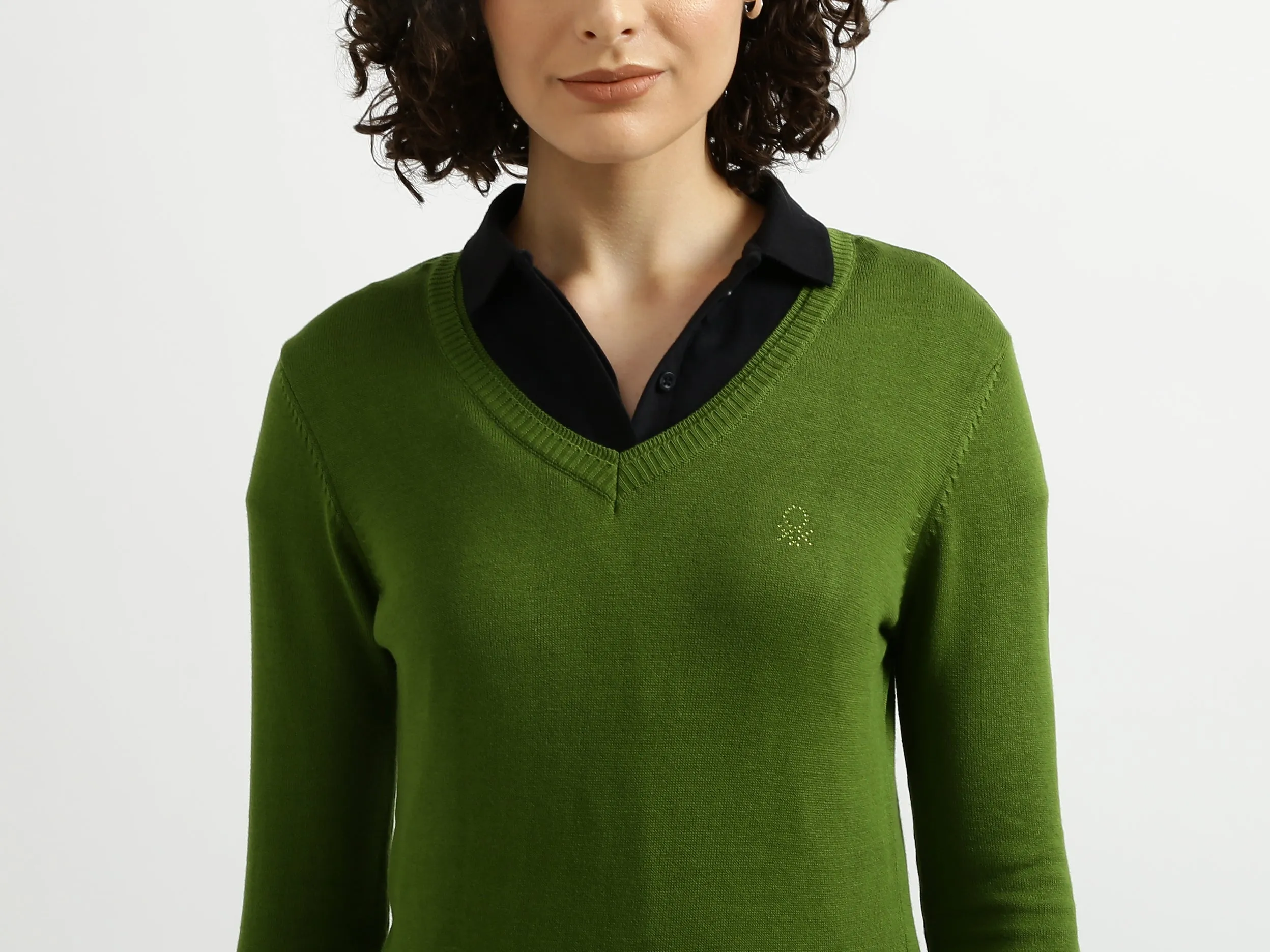 Green V-Neck Sweater