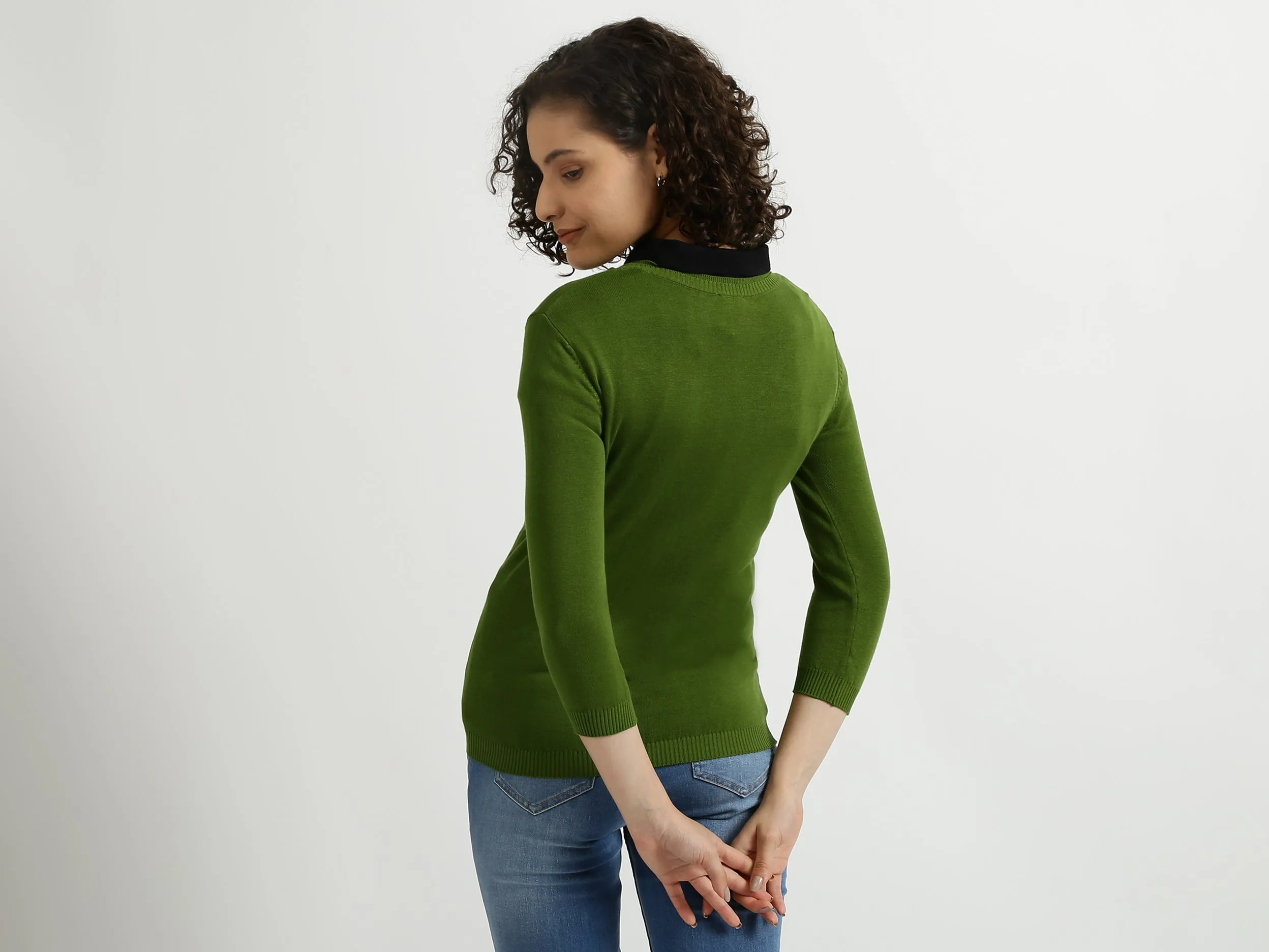 Green V-Neck Sweater