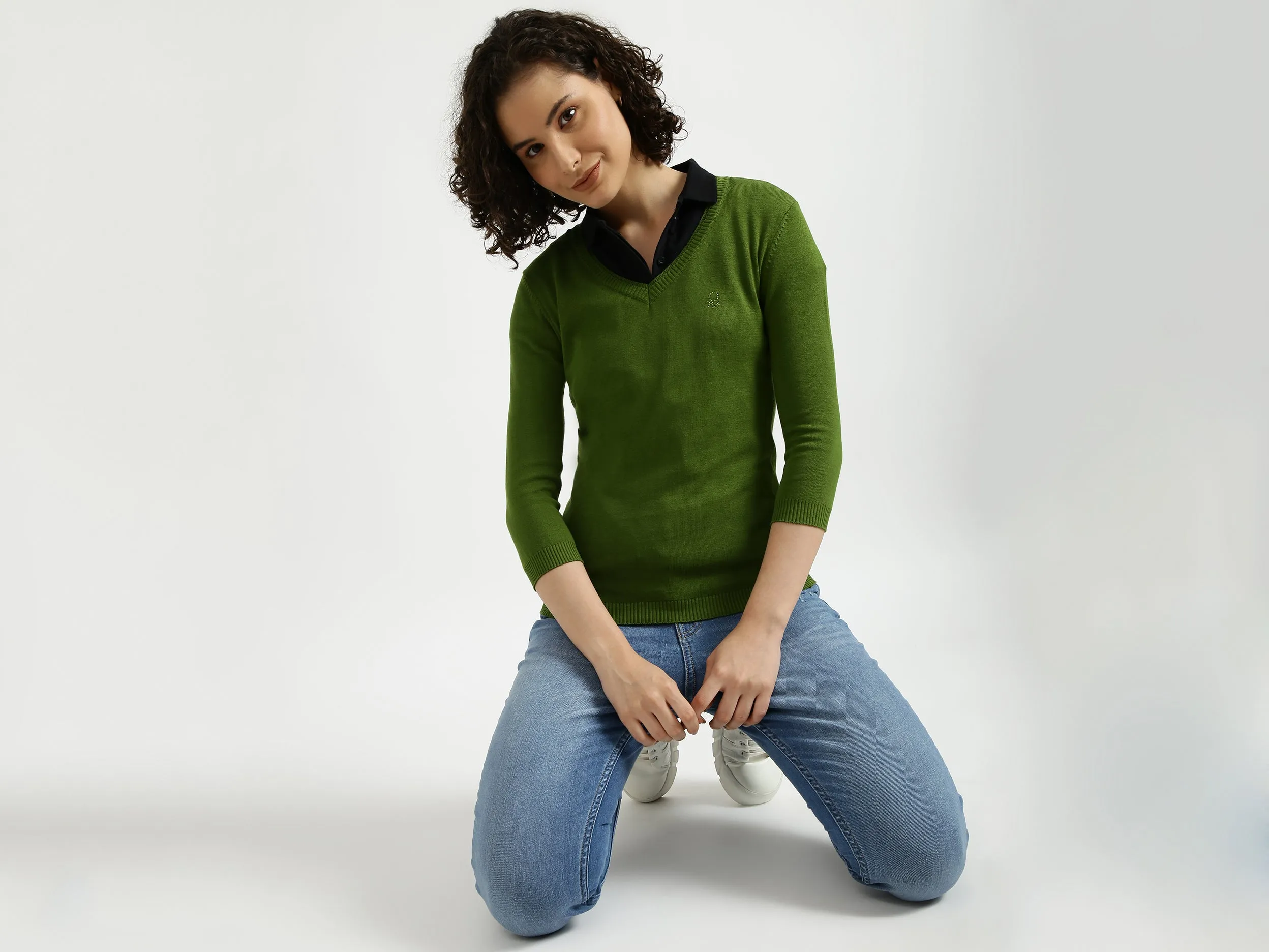 Green V-Neck Sweater