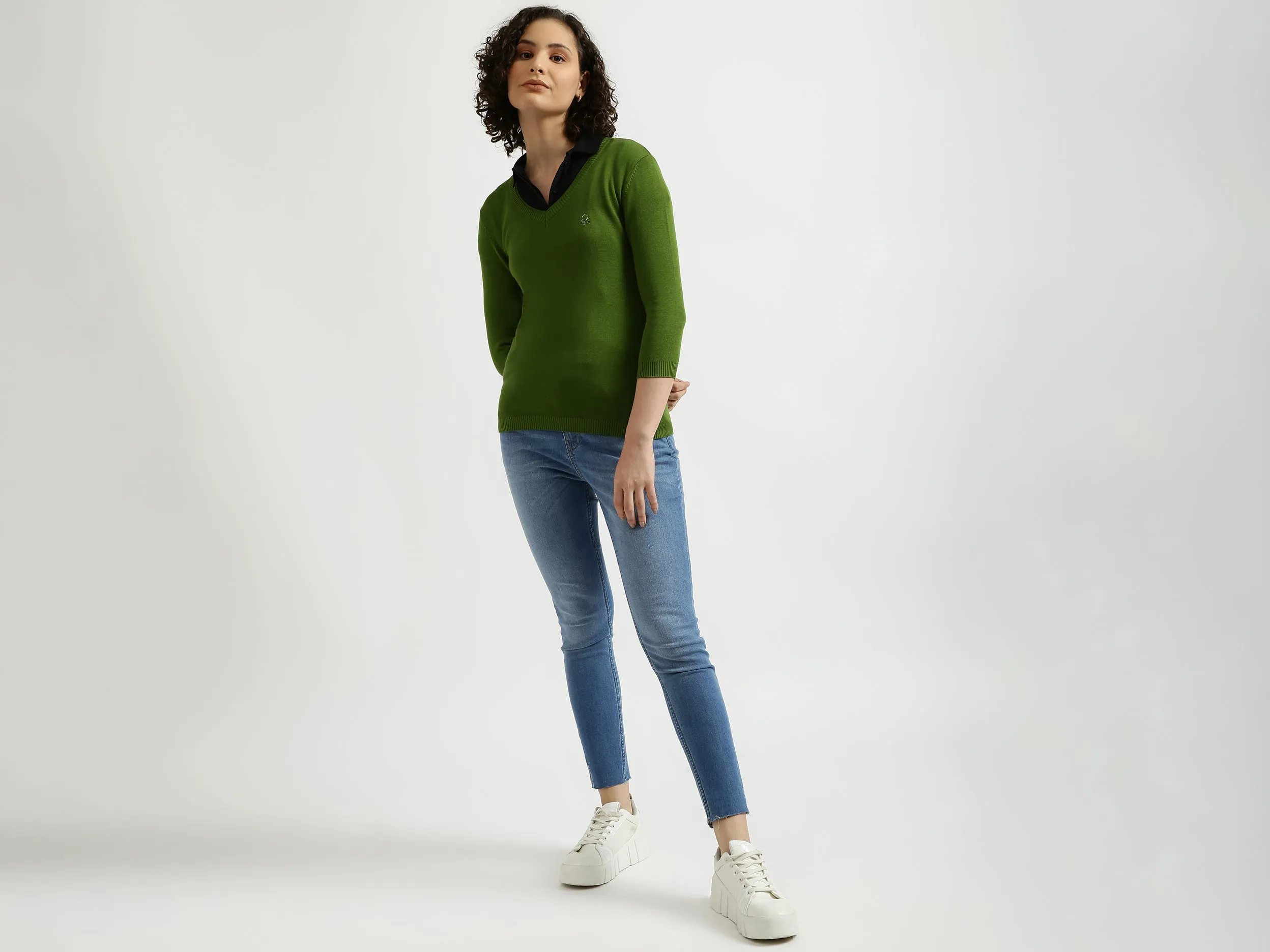 Green V-Neck Sweater
