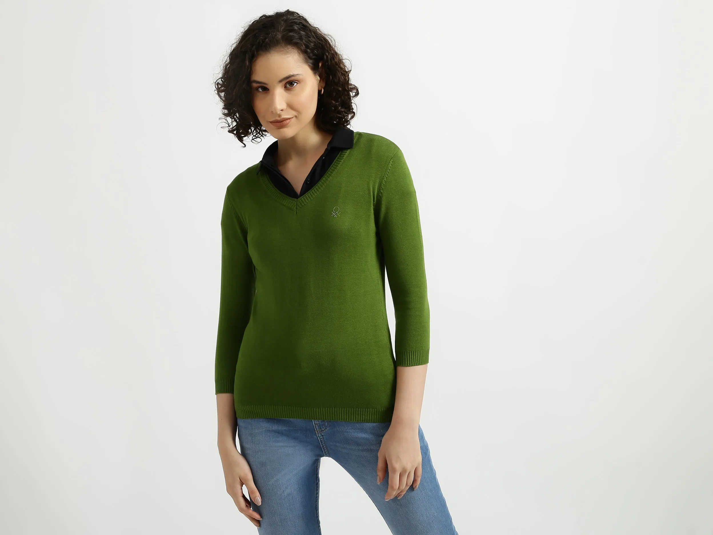 Green V-Neck Sweater