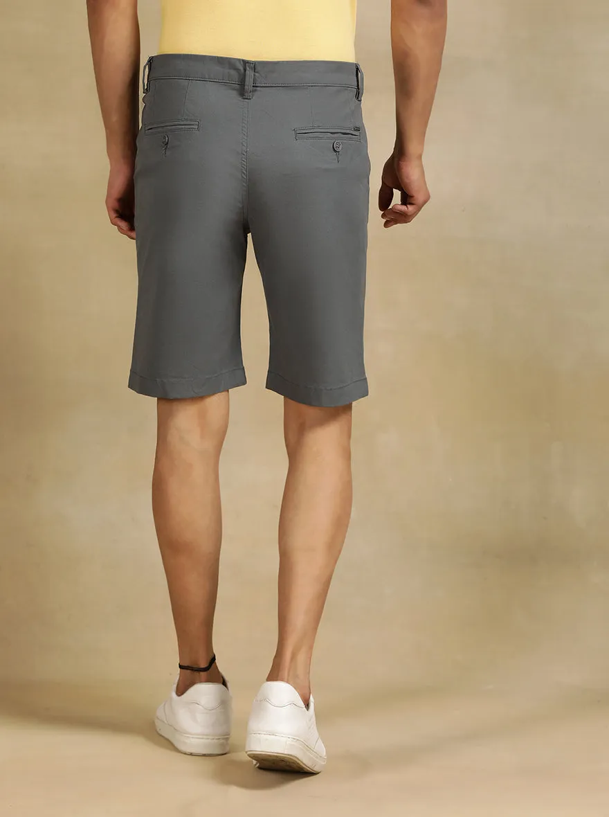 Grey Solid Slim Fit Shorts | JadeBlue
