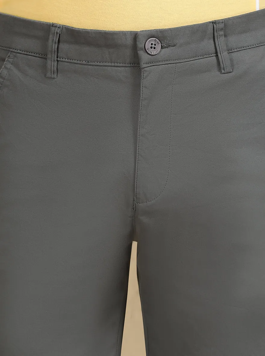 Grey Solid Slim Fit Shorts | JadeBlue