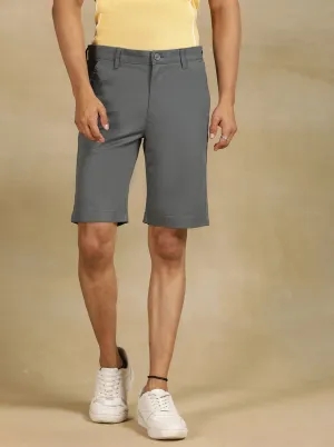 Grey Solid Slim Fit Shorts | JadeBlue