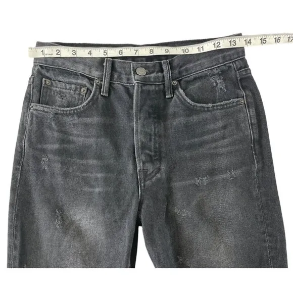 GRLFRND Karolina Black High Rise Straight Ripped Jeans Wild Thing 25 $195