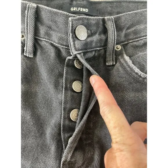 GRLFRND Karolina Black High Rise Straight Ripped Jeans Wild Thing 25 $195