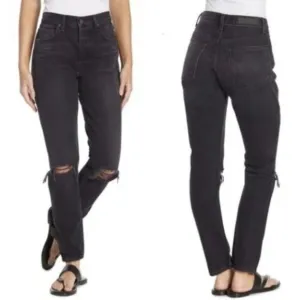 GRLFRND Karolina Black High Rise Straight Ripped Jeans Wild Thing 25 $195