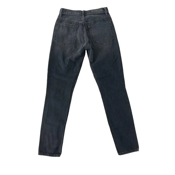 GRLFRND Karolina Black High Rise Straight Ripped Jeans Wild Thing 25 $195