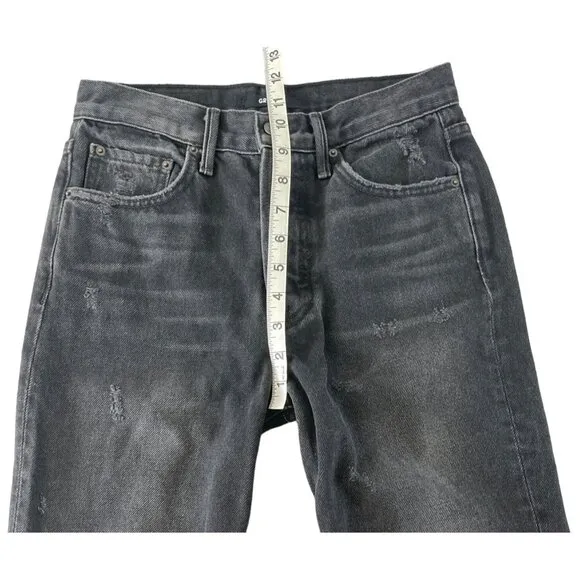 GRLFRND Karolina Black High Rise Straight Ripped Jeans Wild Thing 25 $195