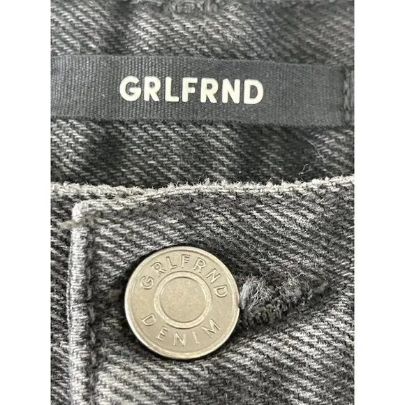 GRLFRND Karolina Black High Rise Straight Ripped Jeans Wild Thing 25 $195
