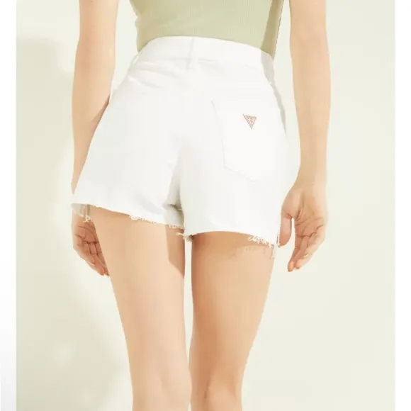 Guess White Denim Claudia Shorts, Size 30 NWT