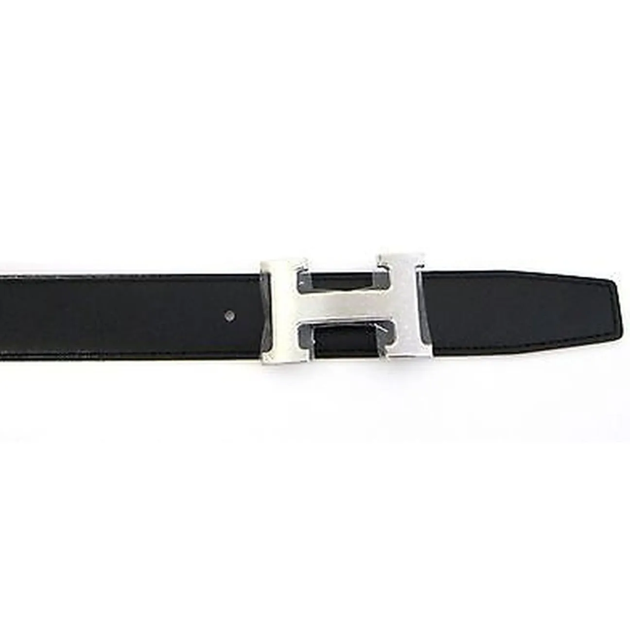 Hermes Black Feu Orange Belt Kit H Silver Buckle 80cm Constance Unisex