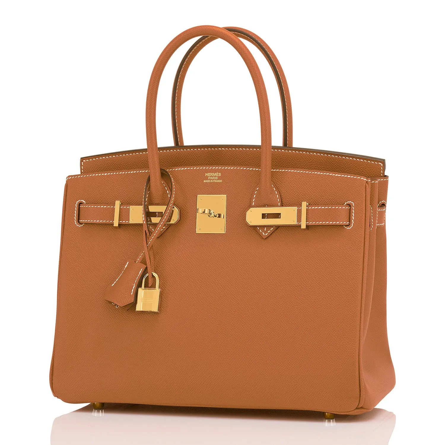 Hermes Gold Camel Tan 30cm Birkin Epsom Gold Hardware