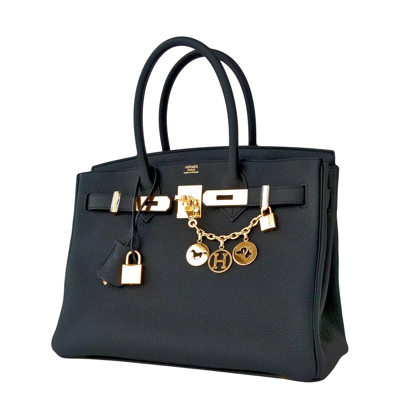 Hermes Plomb Lead Grey Black Togo 30cm Birkin Gold GHW Bag Superb