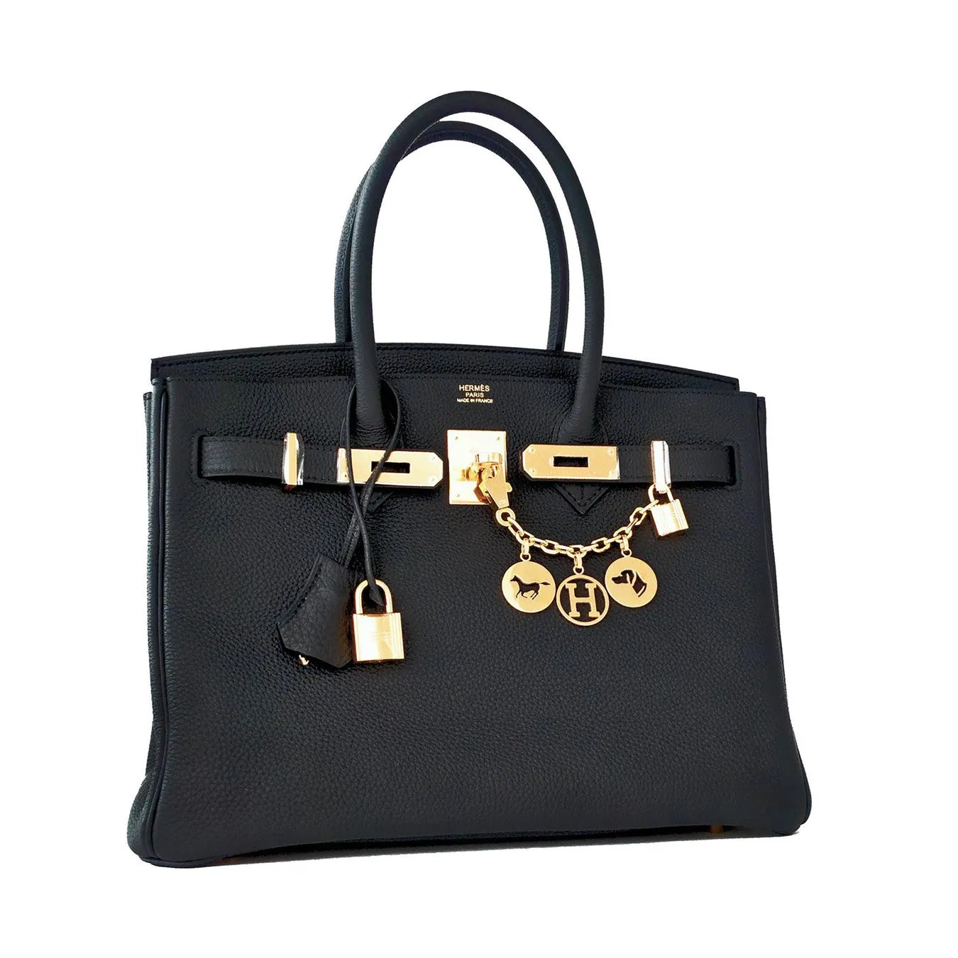 Hermes Plomb Lead Grey Black Togo 30cm Birkin Gold GHW Bag Superb
