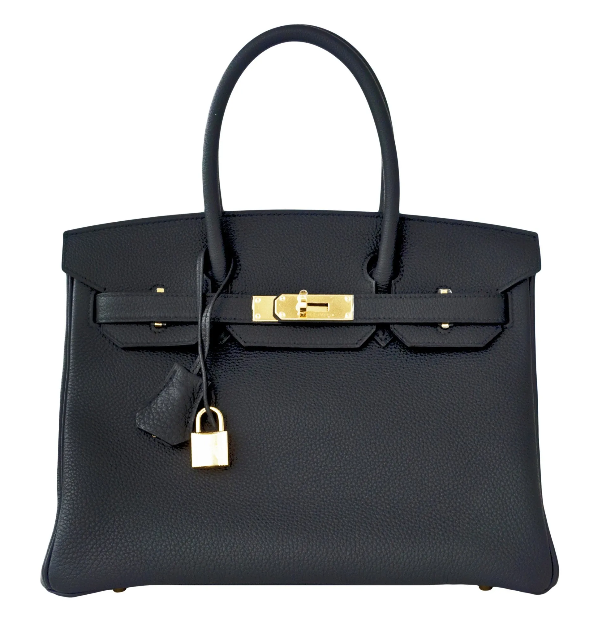 Hermes Plomb Lead Grey Black Togo 30cm Birkin Gold GHW Bag Superb