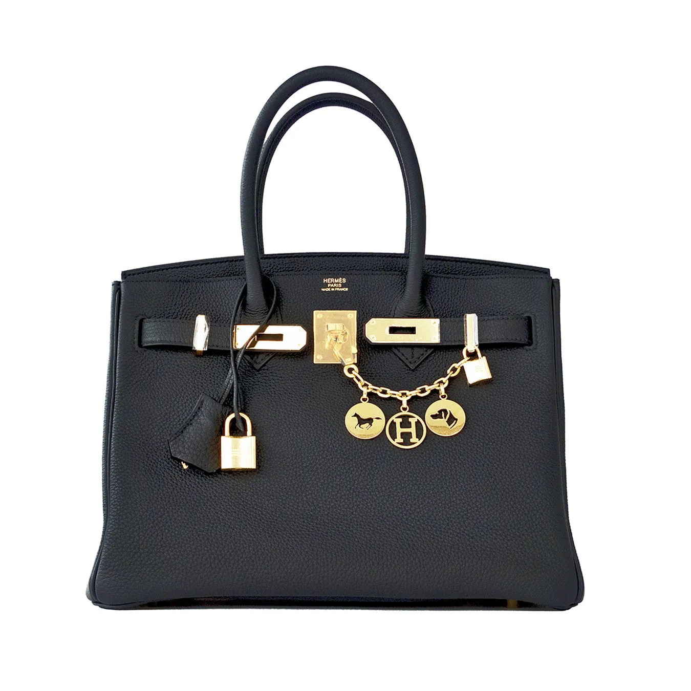 Hermes Plomb Lead Grey Black Togo 30cm Birkin Gold GHW Bag Superb