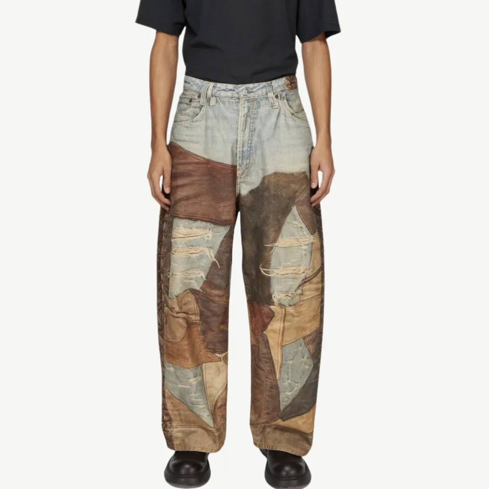 High Street Distressed Washed Printed Jeans
