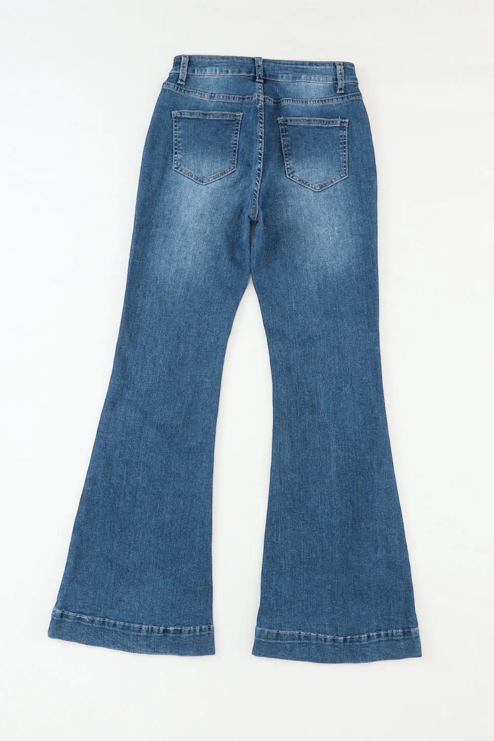 High Waist Seam Stitching Pocket Flare Jeans