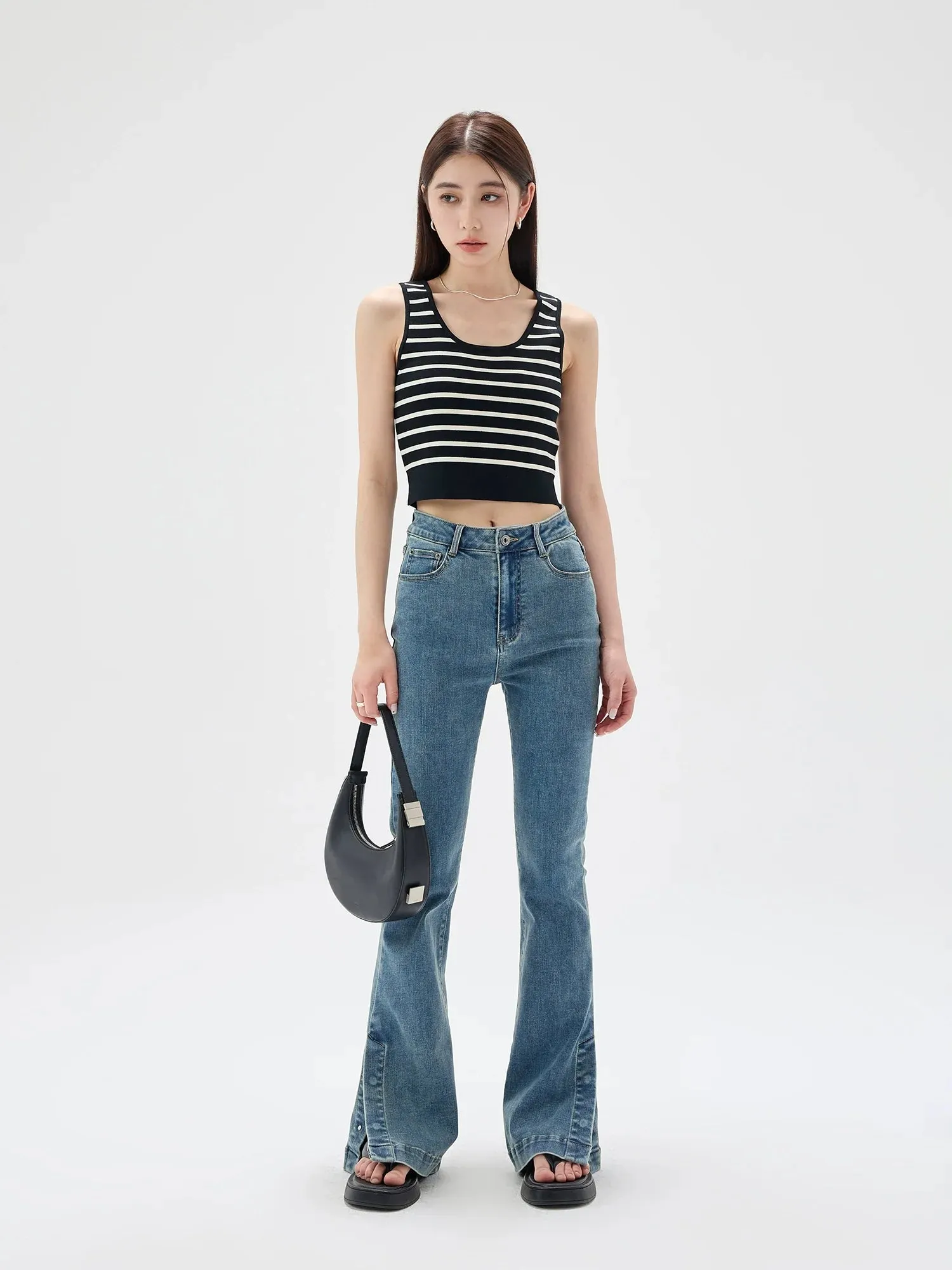 High-Waisted Flared Jeans