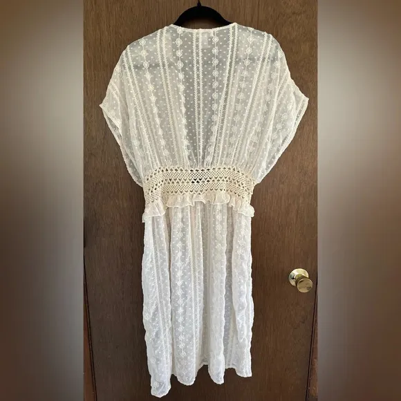 House Of Harlow 1960 Cream Sheer Lace Crochet Cardigan Duster Cover Up One Size