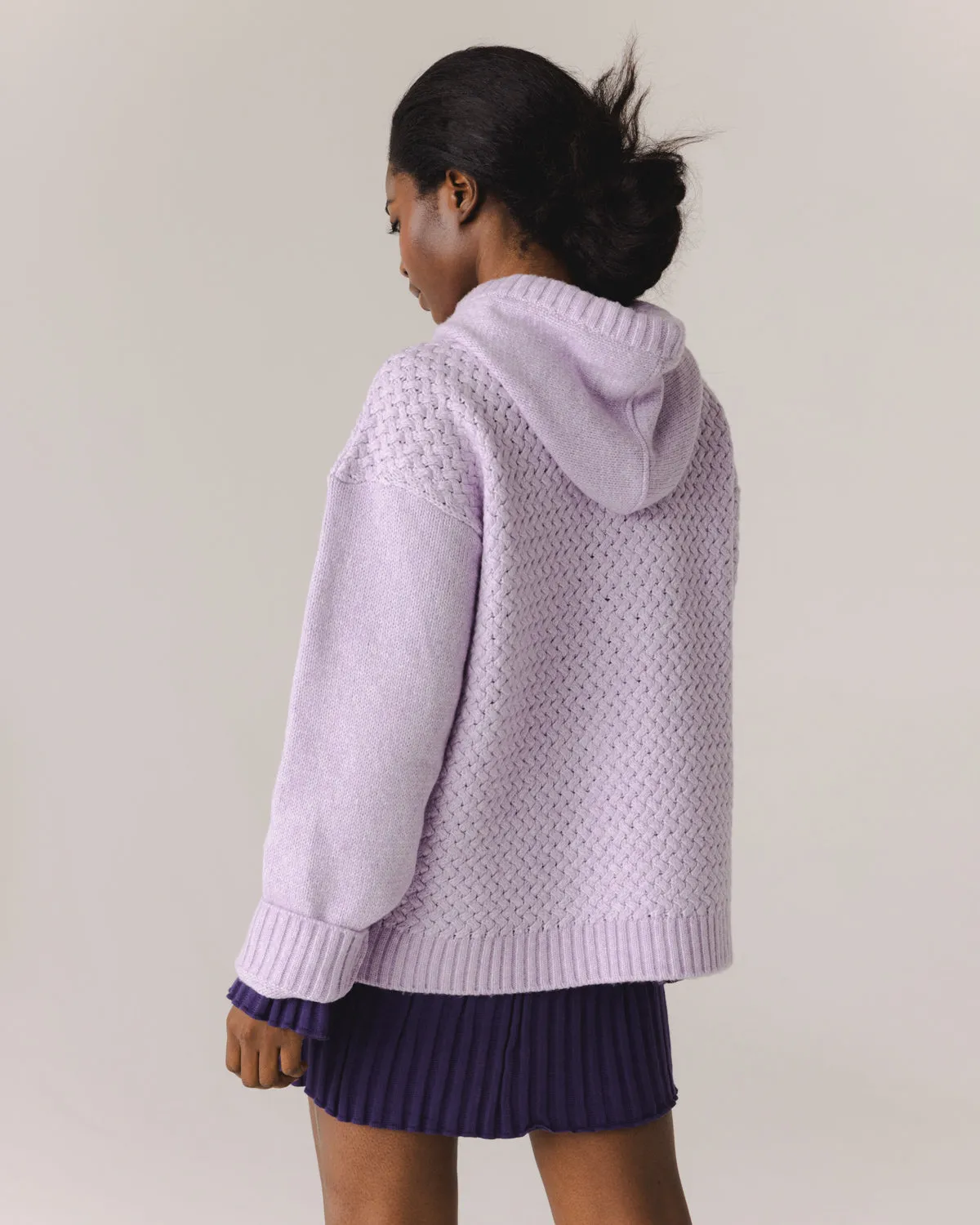 Žilvinas Merino Wool Hoodie Lilac / Lemon Flower