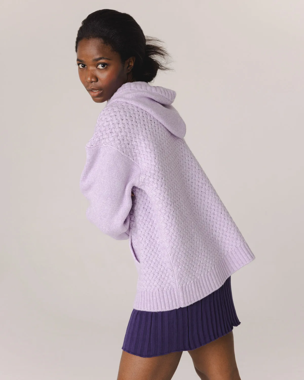 Žilvinas Merino Wool Hoodie Lilac / Lemon Flower