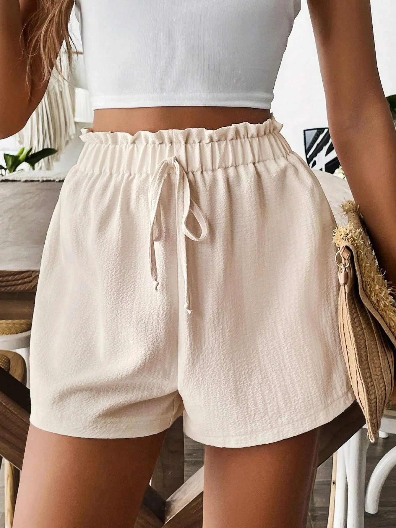 Isla | Textured Waist-Tie Shorts