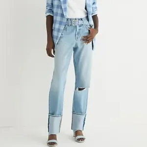 J. Crew Cuffed Slouchy Boyfriend Jeans Clear Indigo Wash High Rise Petite 29P