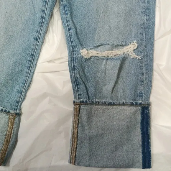 J. Crew Cuffed Slouchy Boyfriend Jeans Clear Indigo Wash High Rise Petite 29P