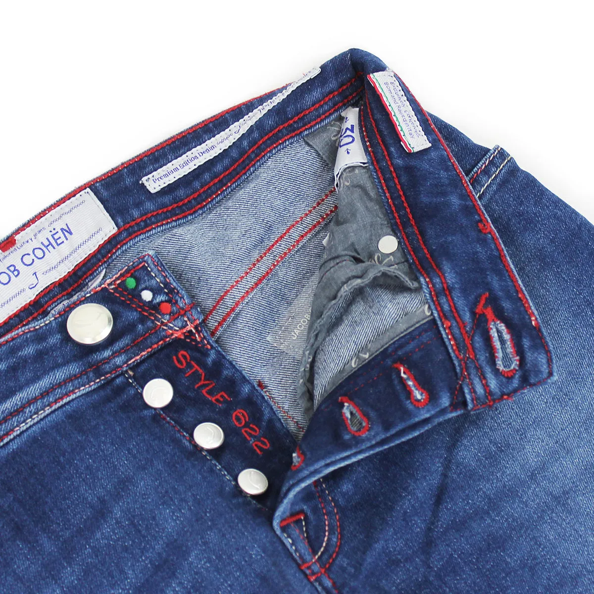 Jacob Cohen - J622 Comf Red Stitch Mid Wash Jeans in Blue