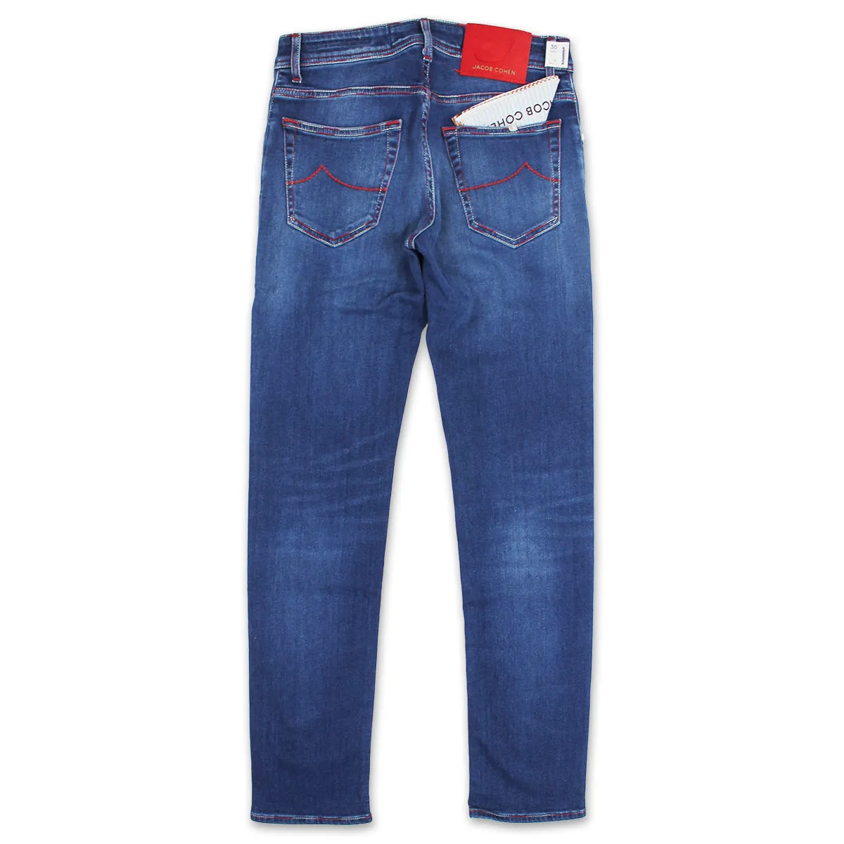 Jacob Cohen - J622 Comf Red Stitch Mid Wash Jeans in Blue