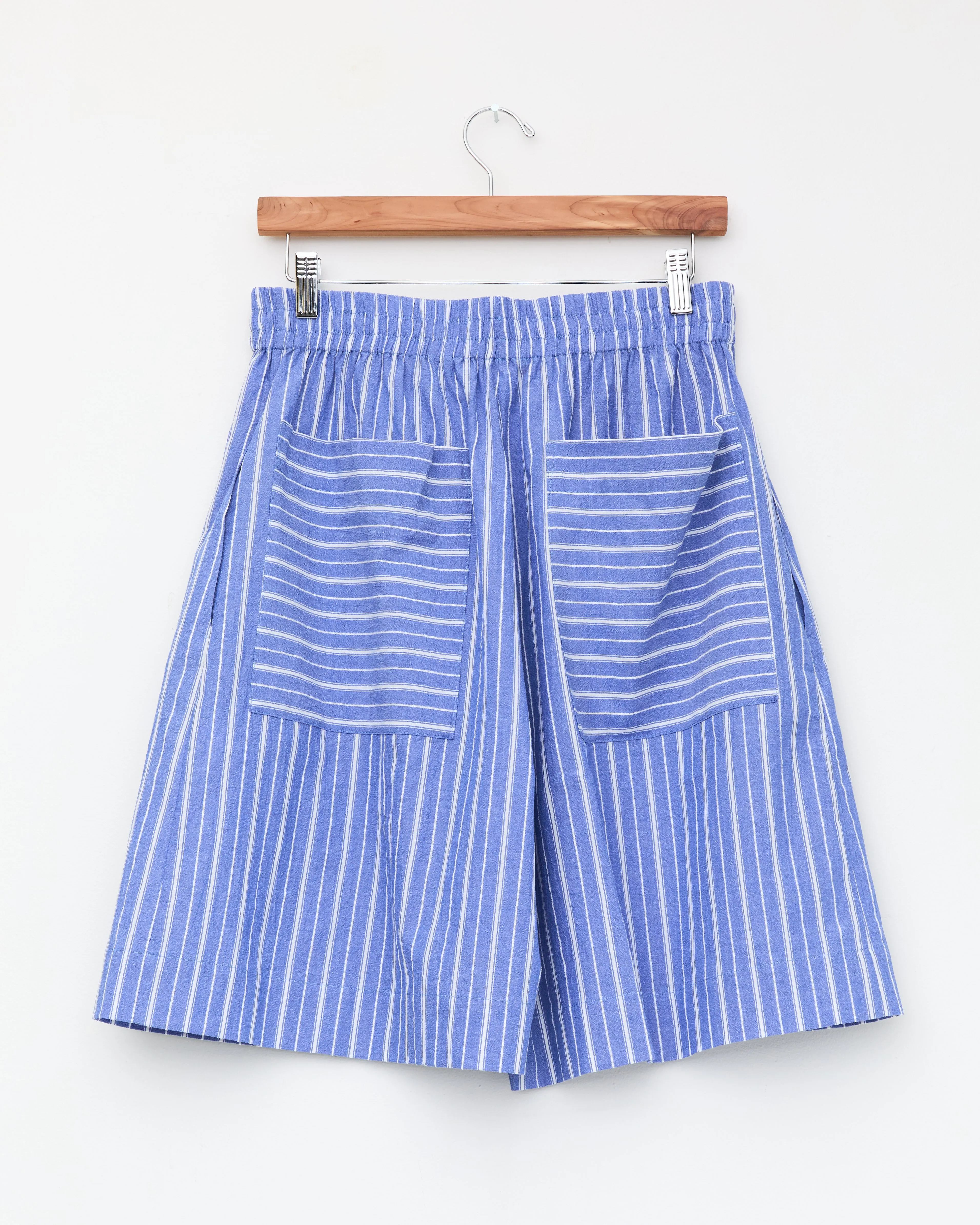 Japanese Mugwasher Stripe Hilda Short, French Blue/Ecru
