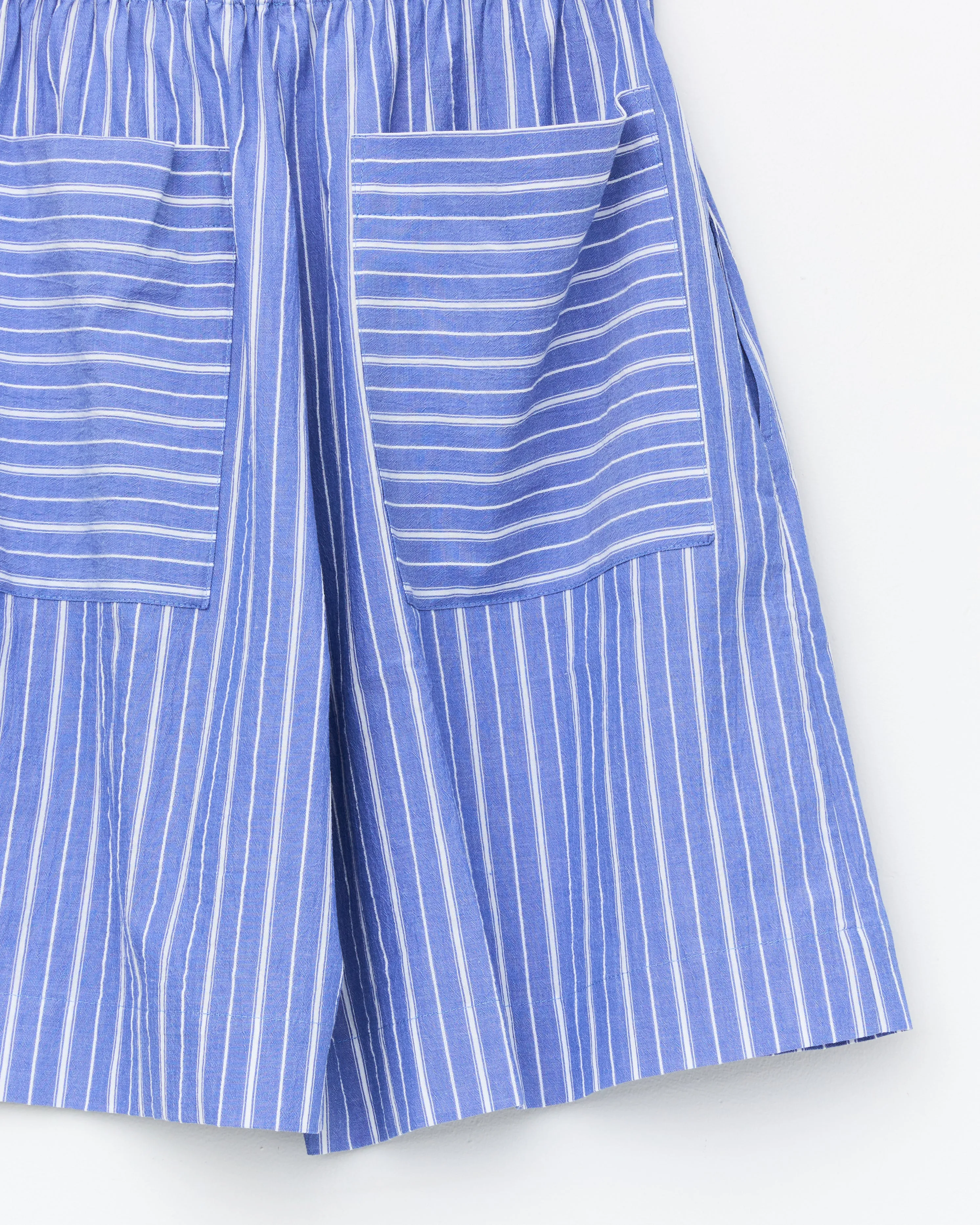 Japanese Mugwasher Stripe Hilda Short, French Blue/Ecru