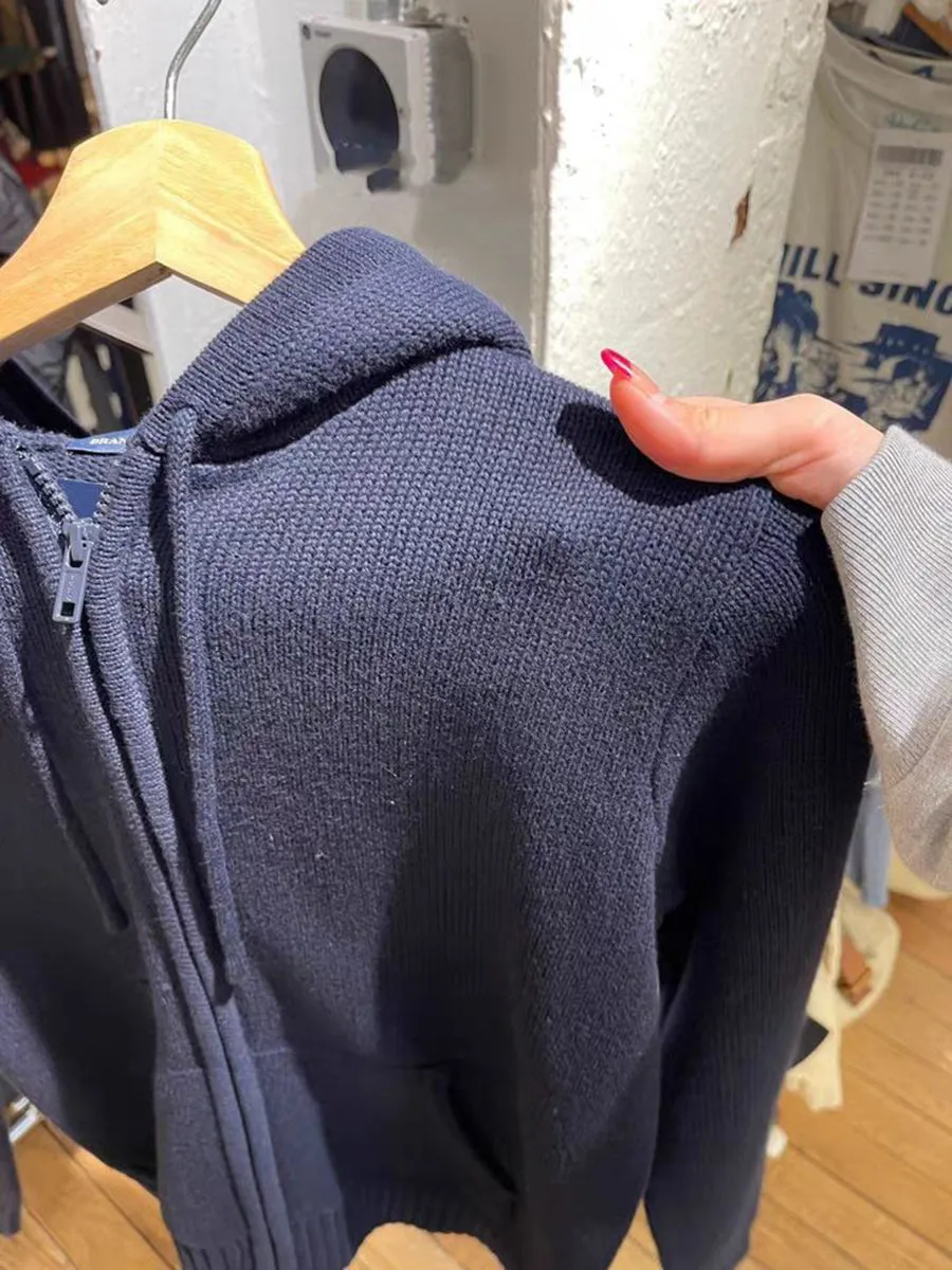 JazzHer Sweet Cute Solid Knitted Cardigan Sweater Women Autumn Winter Hooded Zipper Cotton Tops Streetwear Fashion Y2k Clothes Sweaters