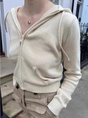 JazzHer Sweet Cute Solid Knitted Cardigan Sweater Women Autumn Winter Hooded Zipper Cotton Tops Streetwear Fashion Y2k Clothes Sweaters