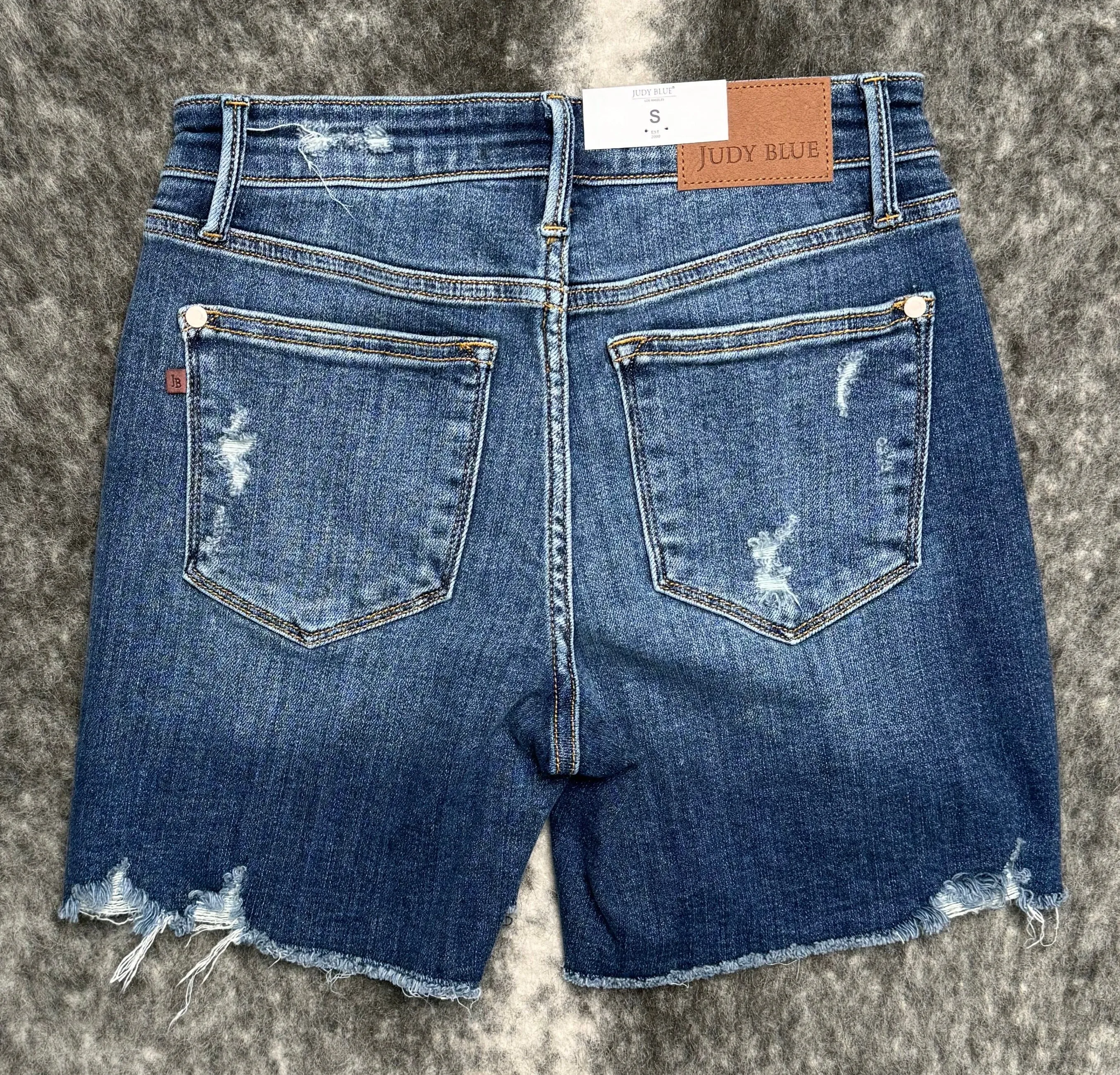 JB Hi-Low Cut Hem & Destroy Shorts