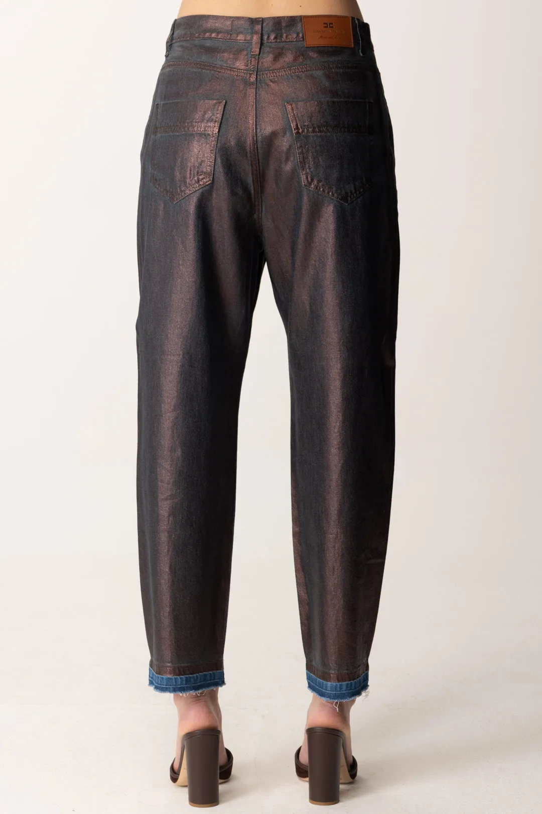 Jeans Baggy In Denim Laminato