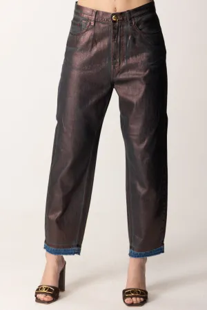 Jeans Baggy In Denim Laminato