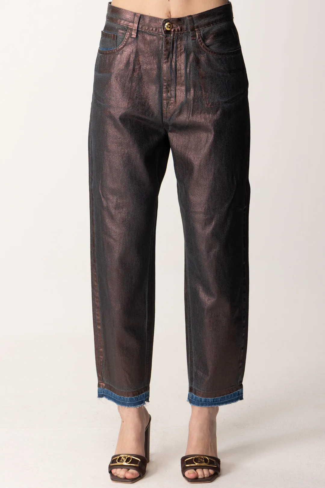 Jeans Baggy In Denim Laminato