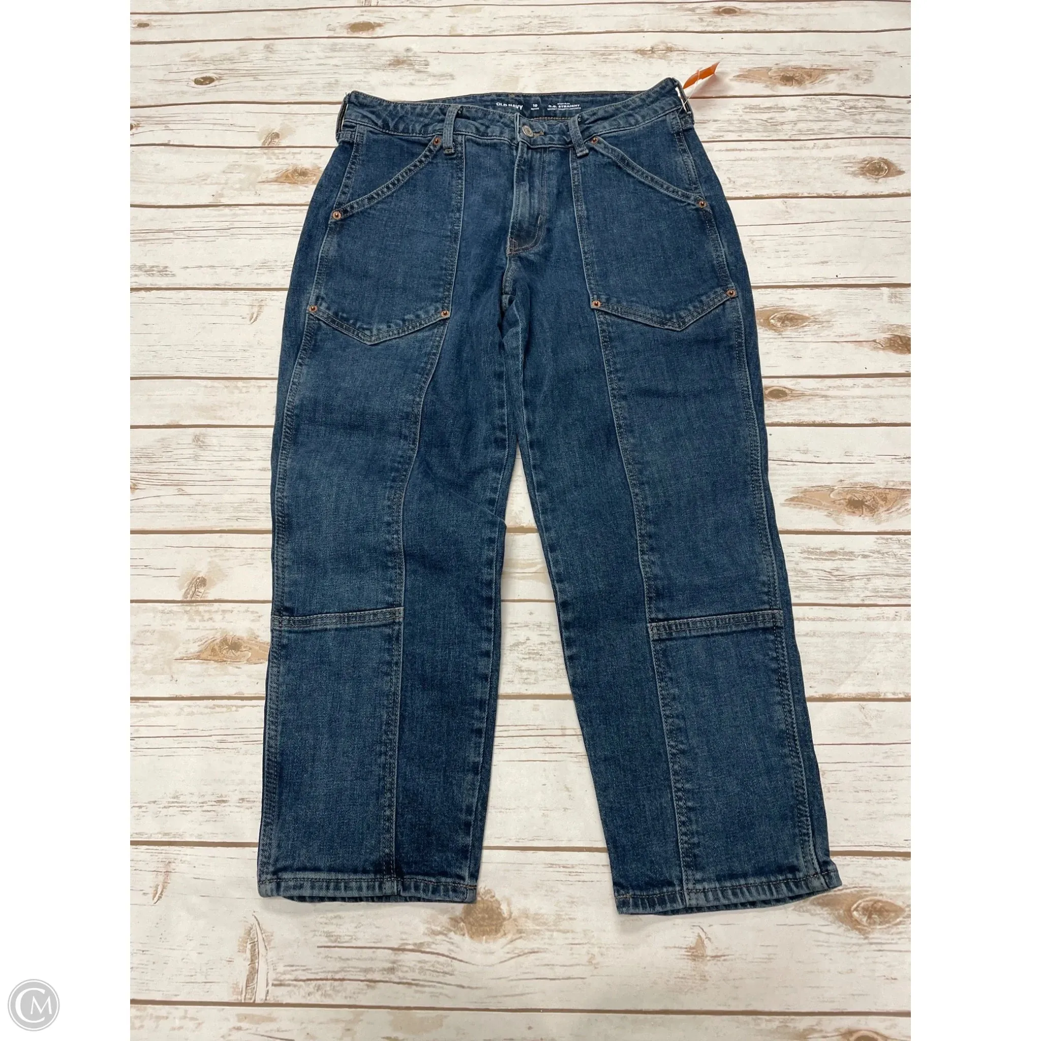Jeans Straight By Old Navy In Blue Denim, Size: 10p