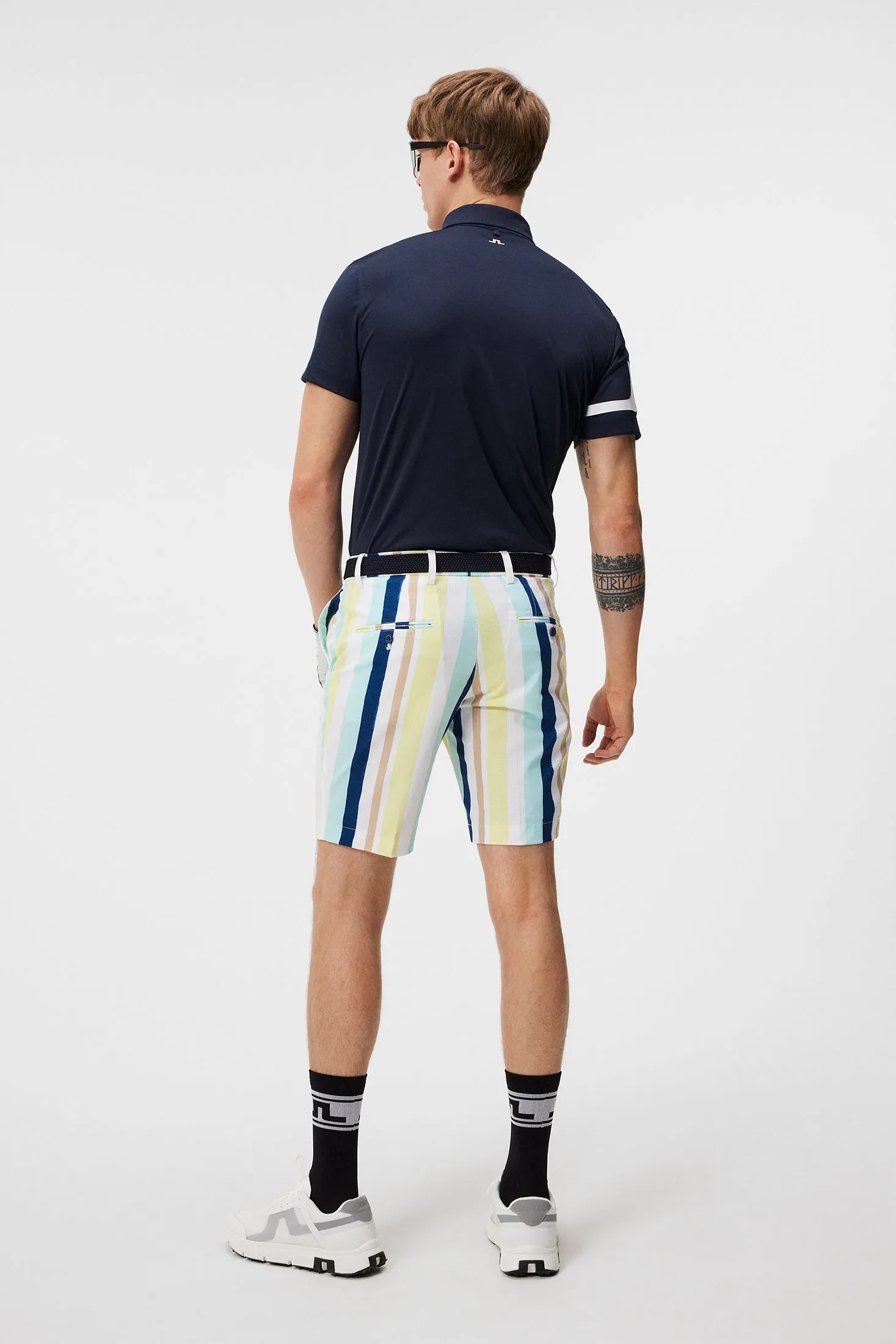 J.Lindeberg Mens Tim Print Shorts - Painted Stripe Wax Yellow