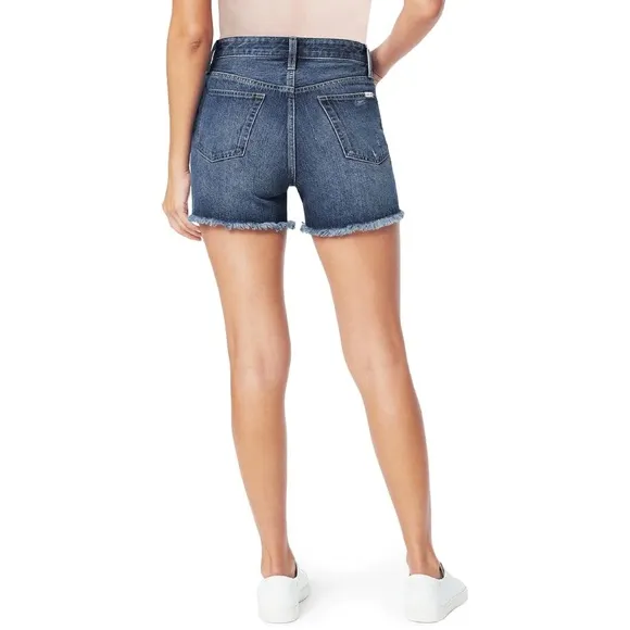 Joe’s Jeans Blue Mid-Rise Raw Frayed Hem Modest Denim Cutoff Shorts