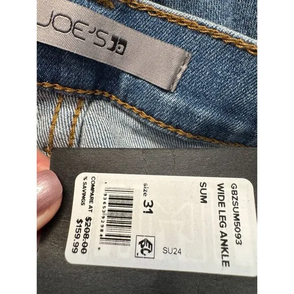 Joe's Summerson High Rise Wide Leg Cropped Size 31 Jeans NWT $160 Denim