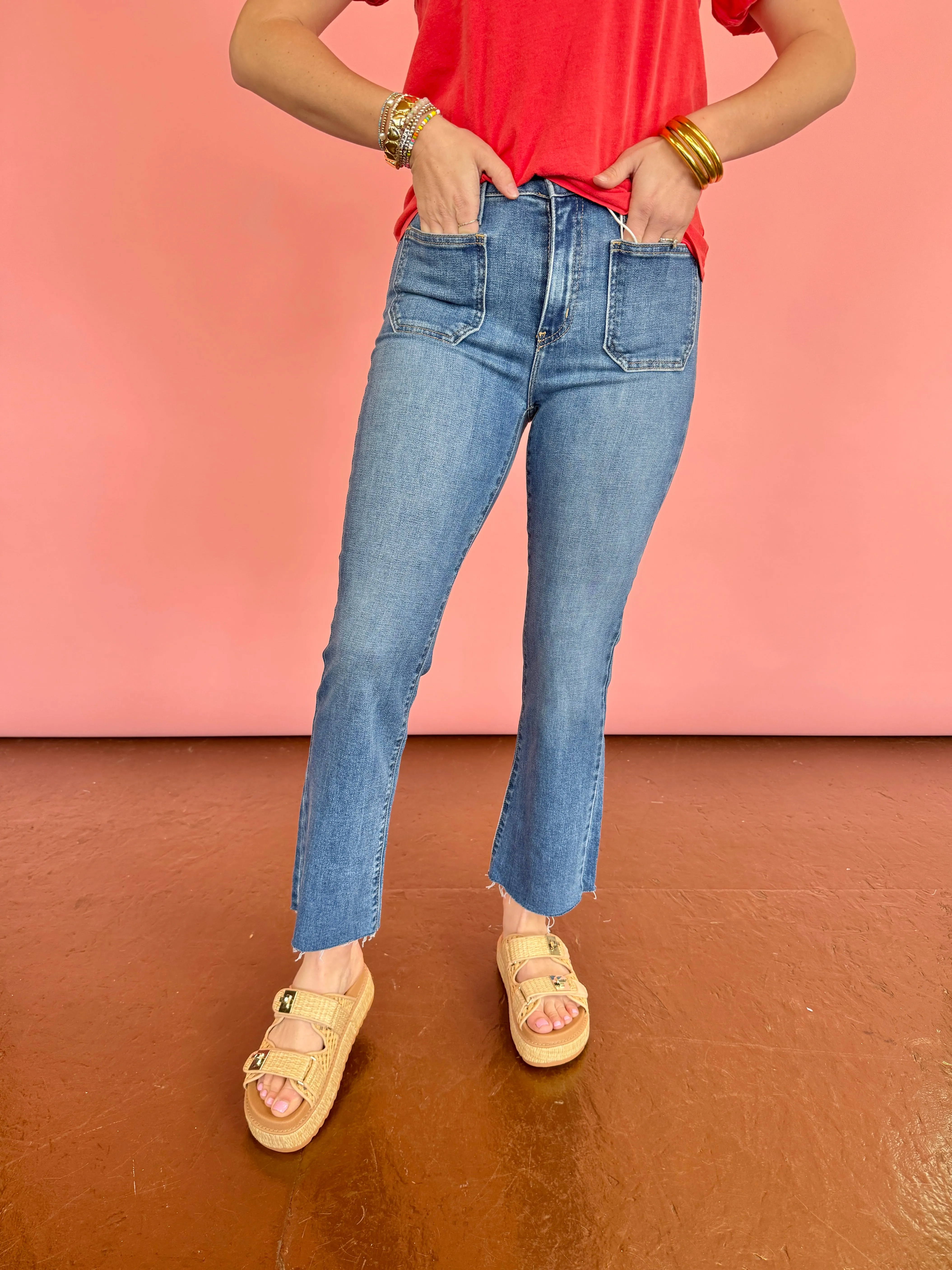 Just Black Patch Pocket Cropped Flare