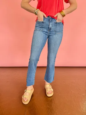 Just Black Patch Pocket Cropped Flare