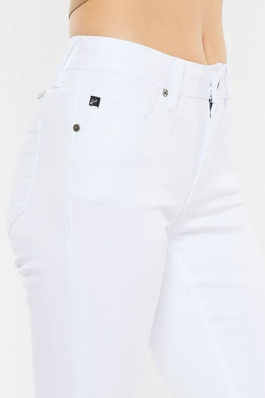 Kan Can Mid Rise White Flare Jeans
