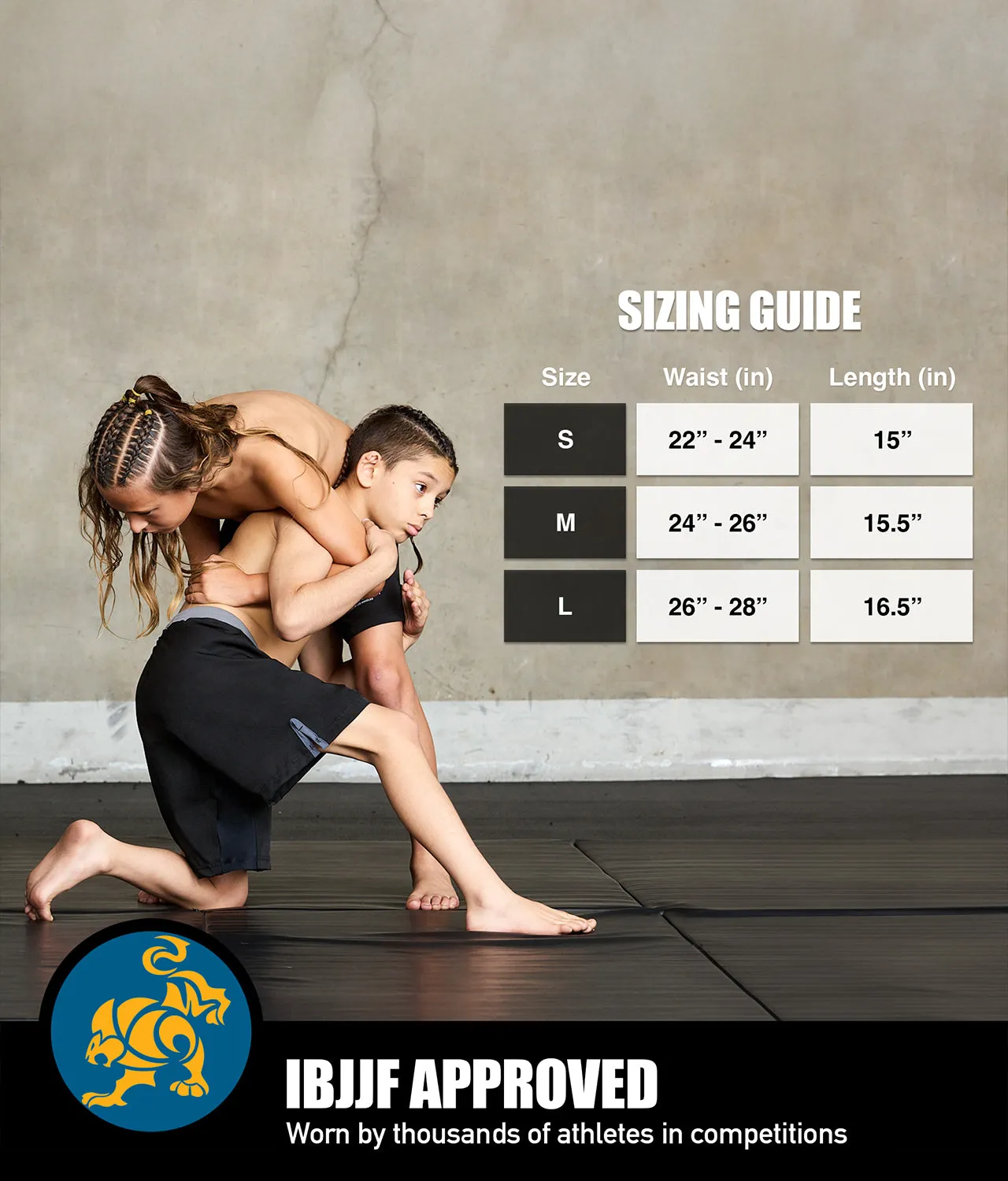 Kids' Black Jack Gray No-Gi BJJ Shorts