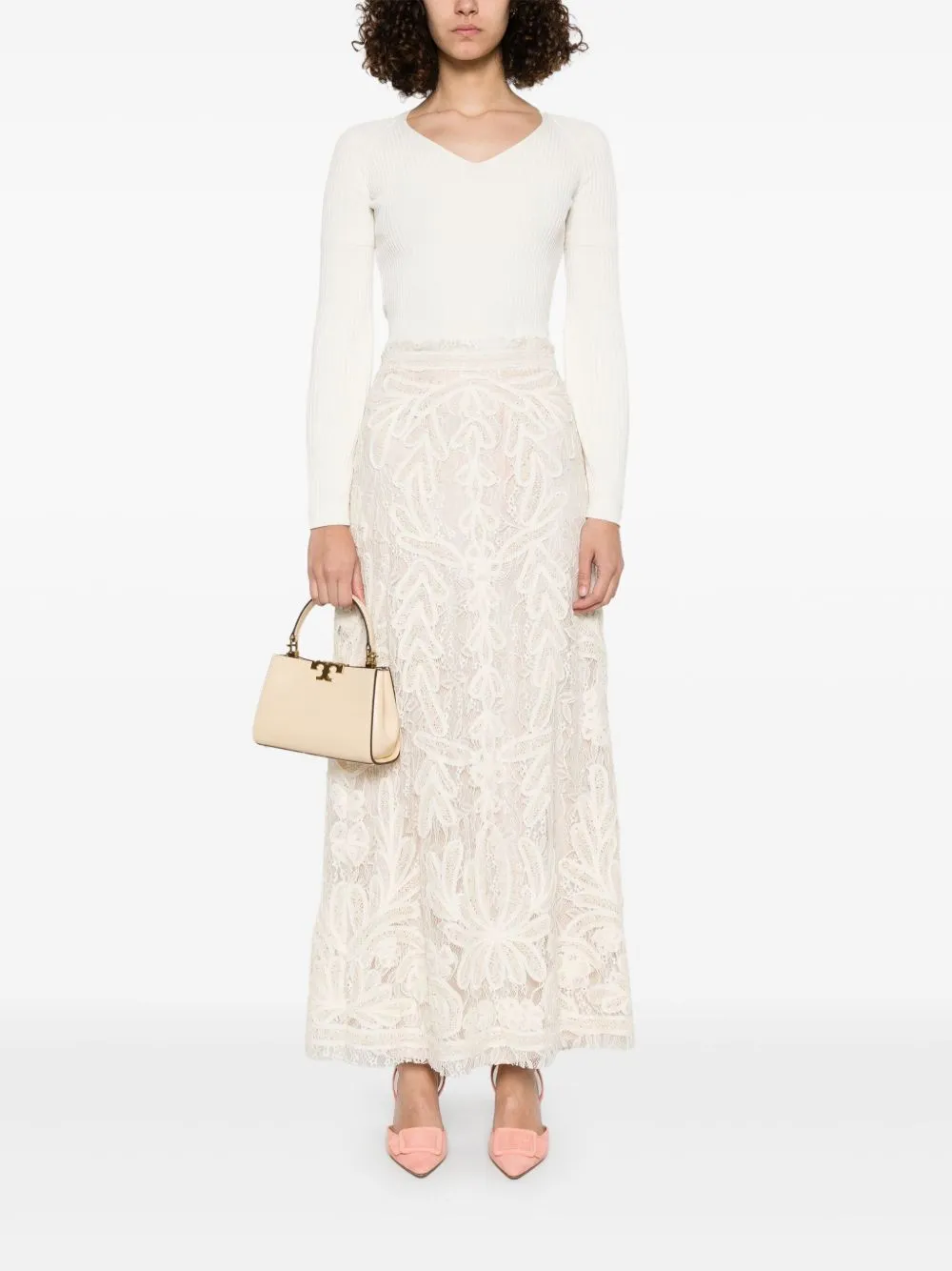 Lace midi skirt